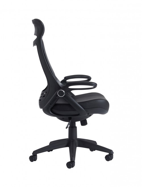 Dams Tuscan Leather High Back Managers Chair TUS300T1-BLK with Head Support - enlarged view