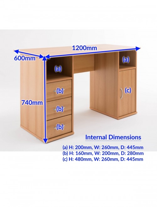 Alphason Maryland Computer Workstation AW12010 Beech - enlarged view