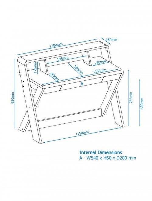 Home Office Desks - Alphason Aspen Writing Desk AW2110 - enlarged view