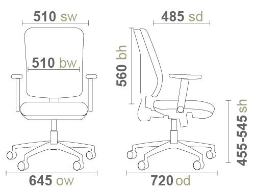 Sofia SOF300T1 Office Chair Dimensions