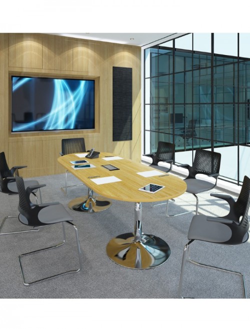 Dams Radial End Boardroom Table with Chrome Trumpet Base TB24-C - enlarged view