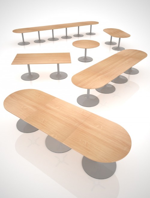 Dams Circular Boardroom Table with Silver Trumpet Base TB12C-S - enlarged view