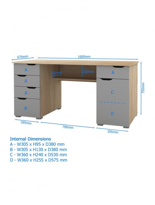 Home Office Desks - Alphason Kentucky Light Oak Desk AW1374LO - enlarged view