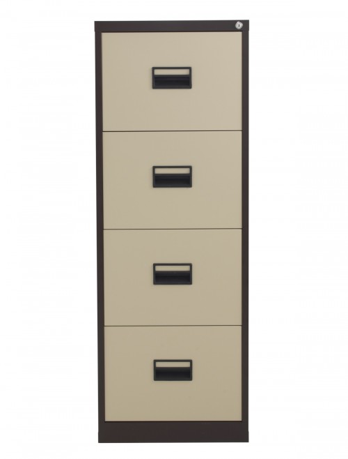 Steel Storage - TC Talos 4 Drawer Steel Filing Cabinet TCS4FC-CC in Coffee Cream - enlarged view