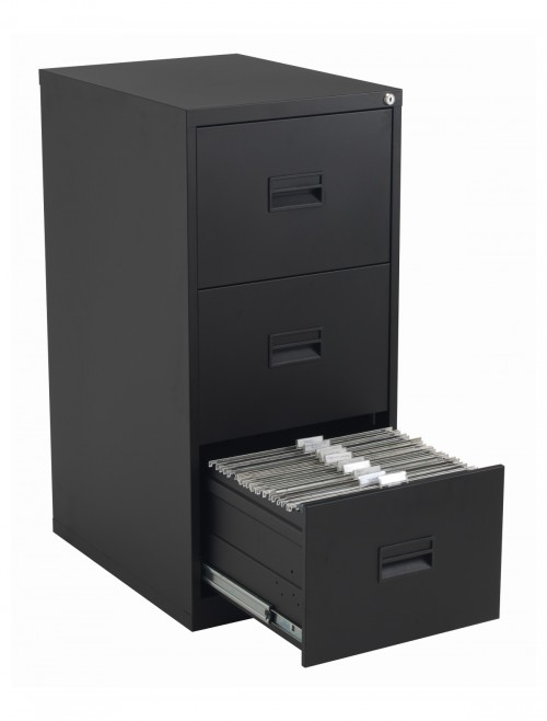 Talos Metal Filing Cabinet 3 Drawer Black TCS3FC-BK by TC Office