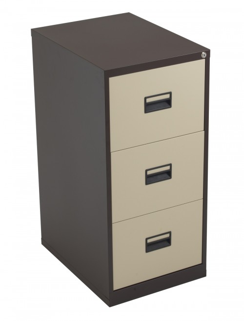 Steel Storage - TC Talos 3 Drawer Steel Filing Cabinet TCS3FC-CC in Coffee Cream - enlarged view