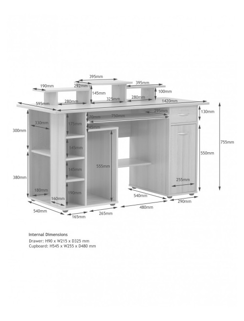 Alphason San Diego Computer Desk AW12004WHI White - enlarged view