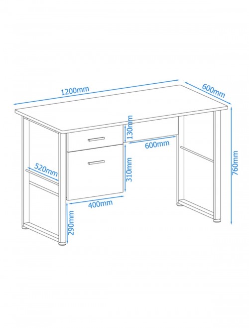 Alphason Cabrini Office Desk AW22226-WH - enlarged view