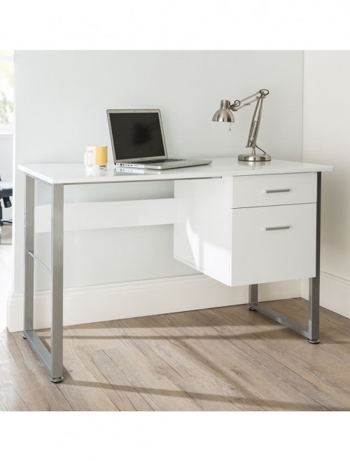 Home Office Desk Cabrini White Computer Desk AW22226-WH by Alphason