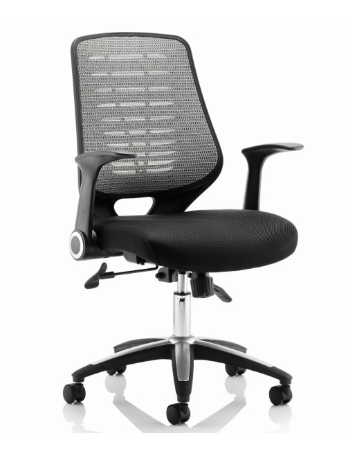 Office Chairs - Relay Silver Mesh Office Chair w/ Airmesh Seat Pad