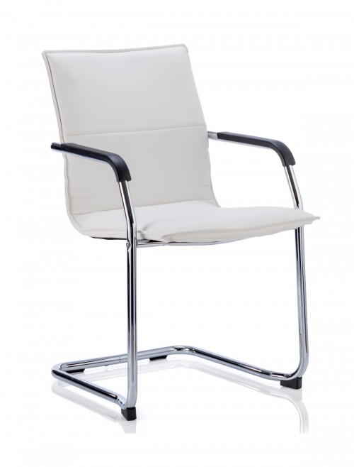 Echo Cantilever White Leather Visitors Chair ECHOW