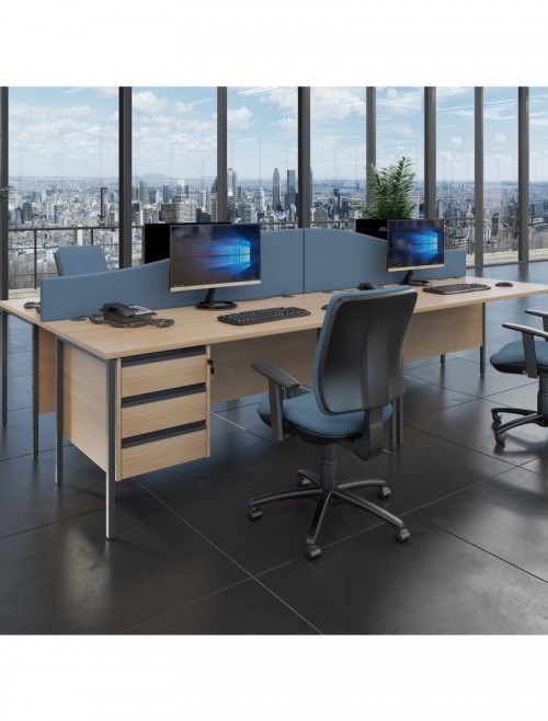 White Office Desk Contract 25 Desk with 2 Drawer Pedestal H-Frame 1400mm x 800mm - enlarged view