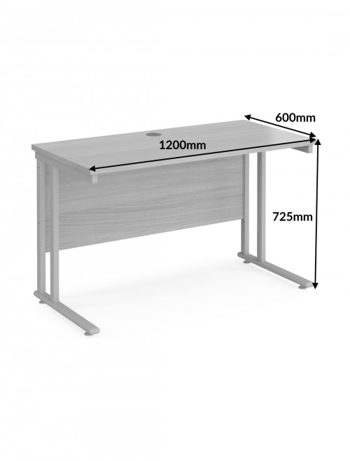 White Office Desk Maestro 25 Narrow Desk Cantilever 1200mm x 600mm - enlarged view