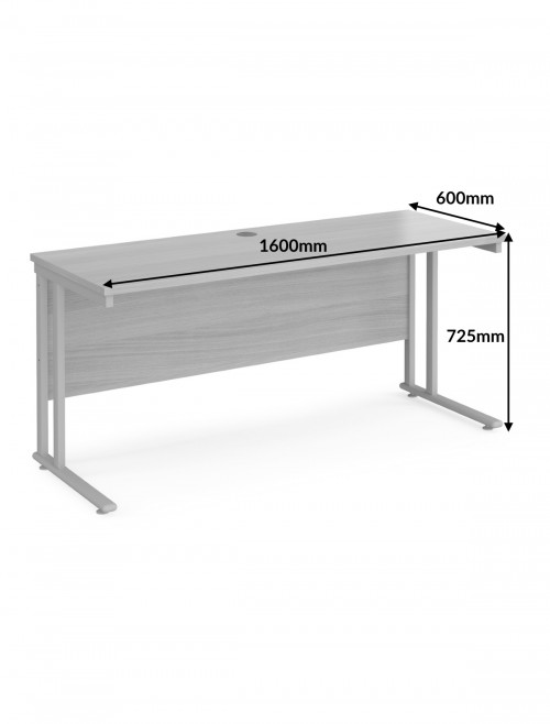 White Office Desk Maestro 25 Narrow Desk Cantilever 1600mm x 600mm