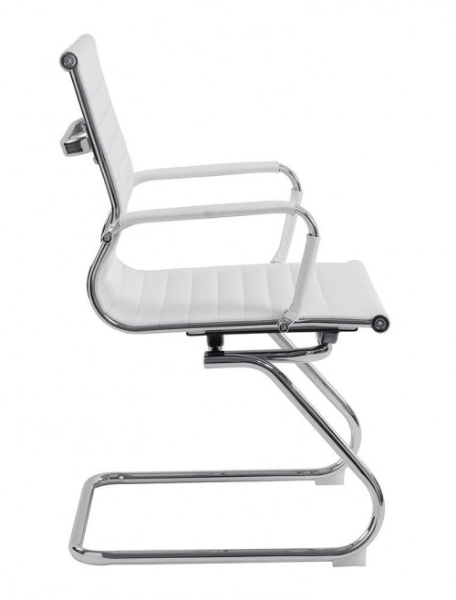 White Cantilever Visitor Chair Bonded Leather Aura BCL/8003AV/WH by Eliza Tinsley - enlarged view