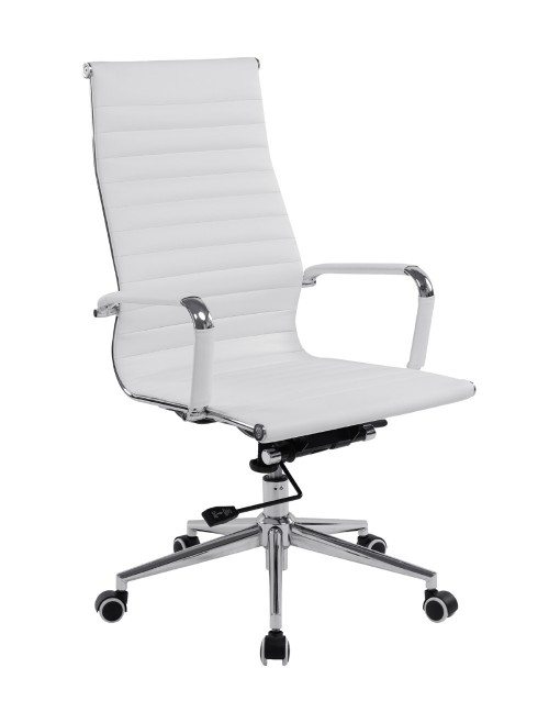 Bonded Leather Office Chair White Aura High Back Executive Chair BCL/9003/WH by Eliza Tinsley