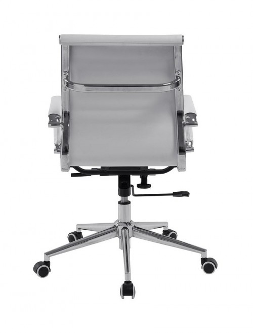 Bonded Leather White Office Chair Aura Medium Back BCL/8003/WH by Eliza Tinsley - enlarged view