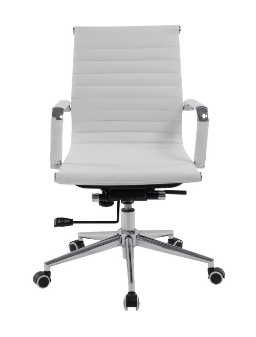 Bonded Leather White Office Chair Aura Medium Back BCL/8003/WH by Eliza Tinsley - enlarged view