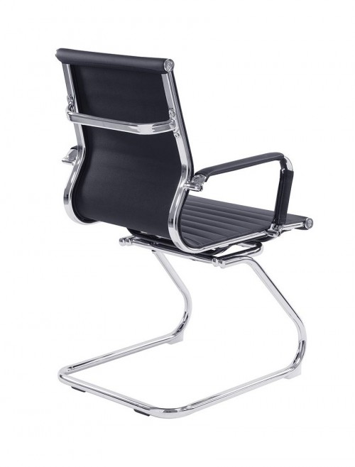 Black Cantilever Visitor Chair Bonded Leather Aura BCL/8003AV/BK by Eliza Tinsley - enlarged view