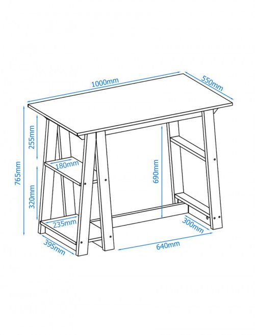 Home Office Desk Oak and Black Penzance Compact Study Desk AW3140 by Alphason - enlarged view