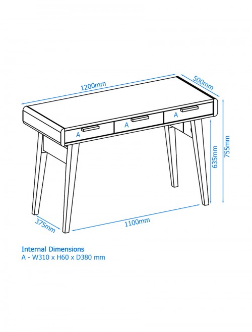 Home Office Desk Grey Truro Study Desk AW3150 by Alphason - enlarged view