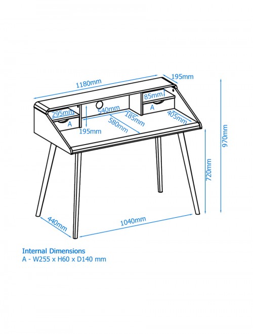 Home Office Desk White Yeovil Study Desk AW3180 by Alphason Dorel - enlarged view