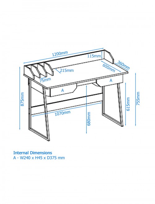 Home Office Desk Black and Oak Salisbury Computer Desk AW3100 by Alphason Dorel - enlarged view