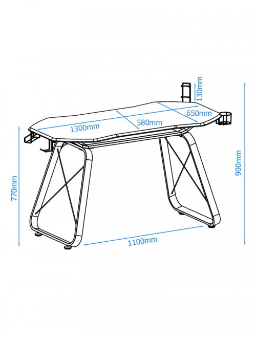 Gaming Desk Oblivion Black Home Office Desk AW9220 by Alphason Dorel - enlarged view