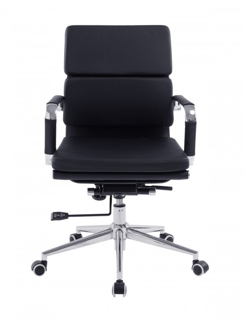 Office Chair Black Bonded Leather Avanti Medium Back Chair BCL/5003/BK by Eliza Tinsley - enlarged view