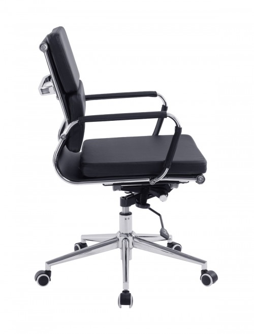 Office Chair Black Bonded Leather Avanti Medium Back Chair BCL/5003/BK by Eliza Tinsley - enlarged view