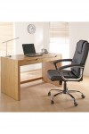 Office Chair Black Leather Faced Houston Executive Chair AOC4201A-L-BK by Alphason - enlarged view