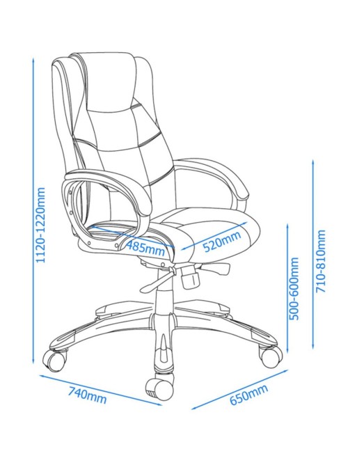 Office Chair Black Leather Faced Northland Executive Chair AOC6332-L-BK by Alphason - enlarged view