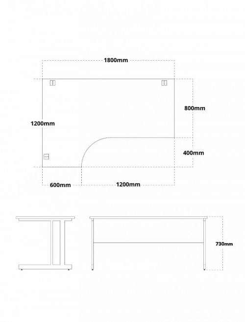 Oak Office Desk 1800mm Aspire Ergonomic Desk Left Handed ET/ED/1800/L/OK - enlarged view