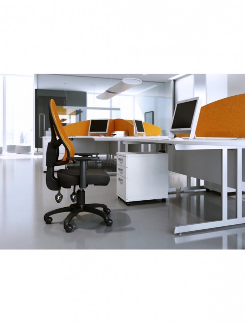 White Office Desk 1800mm Aspire Ergonomic Desk Right Handed ET/ED/1800/R/WH - enlarged view