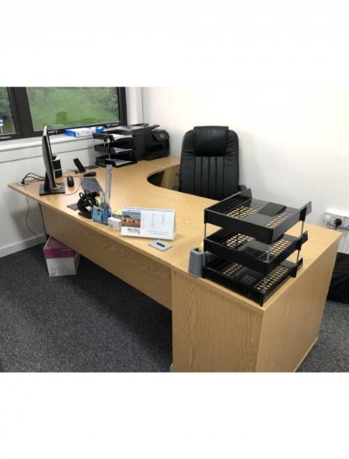 Oak Office Desk 1800mm Aspire Ergonomic Desk Left Handed ET/ED/1800/L/OK - enlarged view