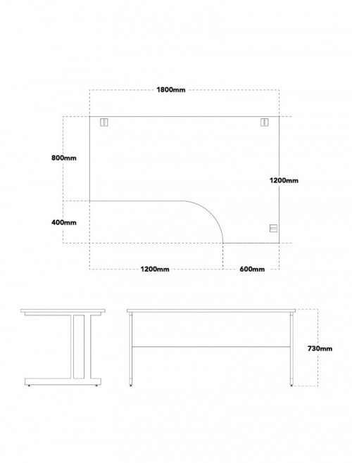 White Office Desk 1800mm Aspire Ergonomic Desk Right Handed ET/ED/1800/R/WH - enlarged view