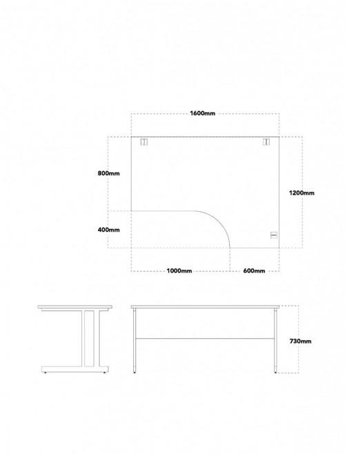 White Office Desk 1600mm Aspire Ergonomic Desk Right Handed ET/ED/1600/R/WH - enlarged view