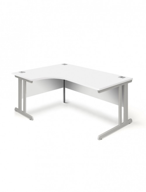 White Office Desk 1600mm Aspire Ergonomic Desk Left Handed ET/ED/1600/L/WH