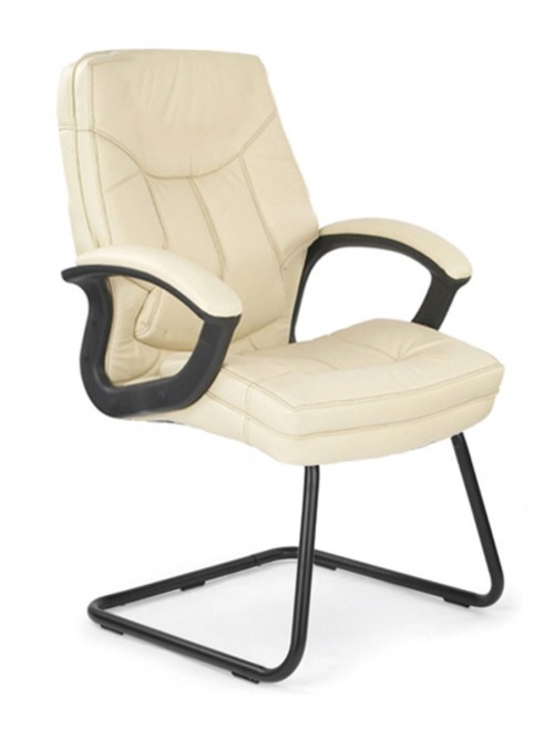 Visitor Chair Cream Leather Hudson Cantilever Chair DPA608AV/LCM by Eliza Tinsley