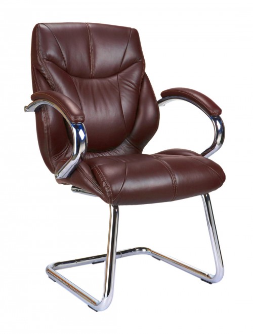 Visitor Chair Brown Leather Sandown Cantilever Office Chair DPA617AV/BW by Eliza Tinsley