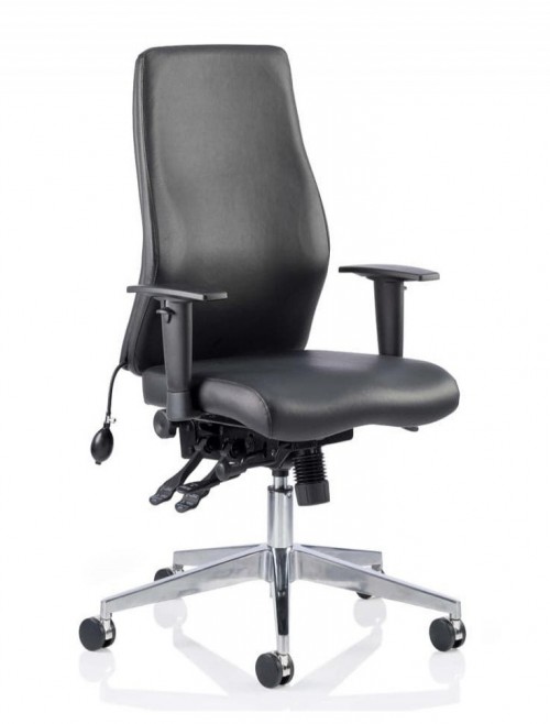 Office Chair Black Bonded Leather Onyx 24 Hour Ergo Computer Chair OP000099 by Dynamic