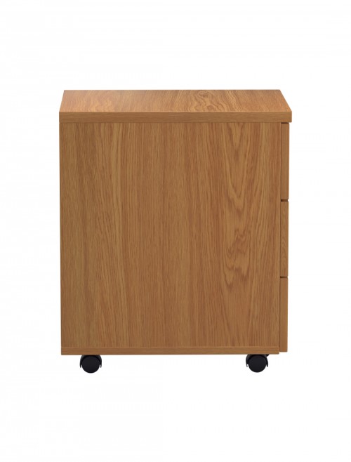 Office Storage Oak 3 Drawer Mobile Pedestal TESMP3NO by TC - enlarged view