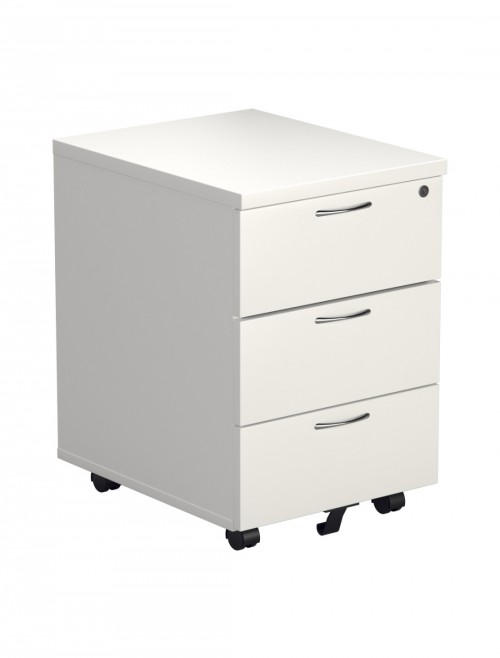 Office Storage White 3 Drawer Mobile Pedestal TESMP3WH by TC - enlarged view