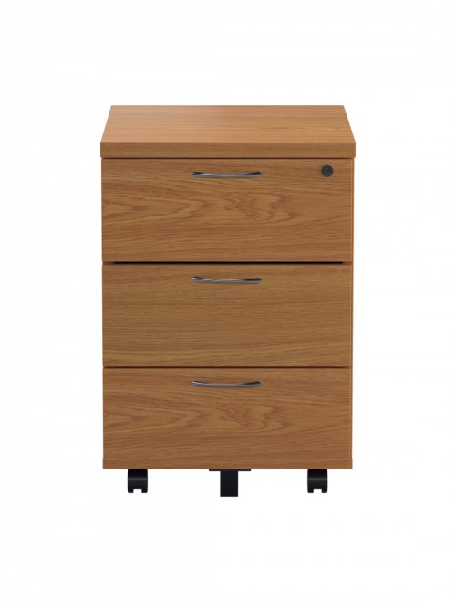 Office Storage Oak 3 Drawer Mobile Pedestal TESMP3NO by TC - enlarged view