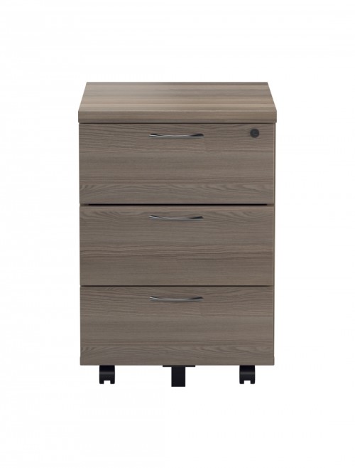 Office Storage Grey Oak 3 Drawer Mobile Pedestal TESMP3GO by TC - enlarged view