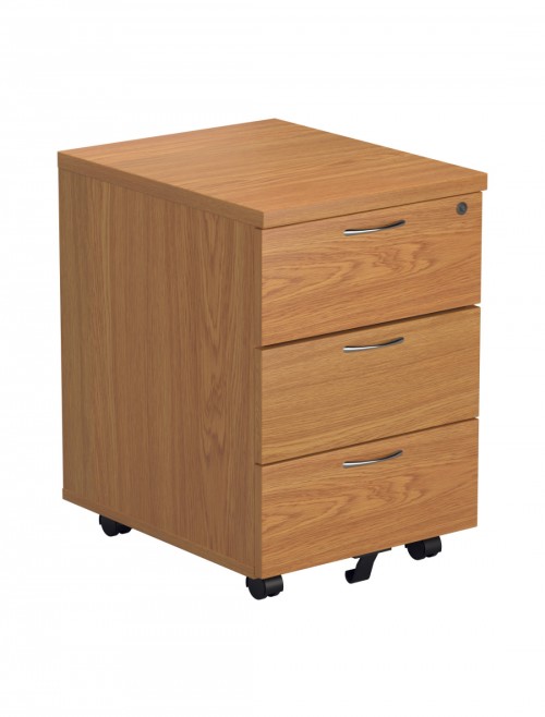 Office Storage Oak 3 Drawer Mobile Pedestal TESMP3NO by TC - enlarged view