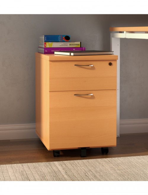 Office Storage Beech 2 Drawer Mobile Pedestal TESMP2BE2 by TC - enlarged view