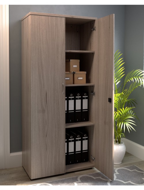 Office Cupboard Grey Oak 1800mm Tall Office Storage Cupboard WDS1845CPGO by TC - enlarged view