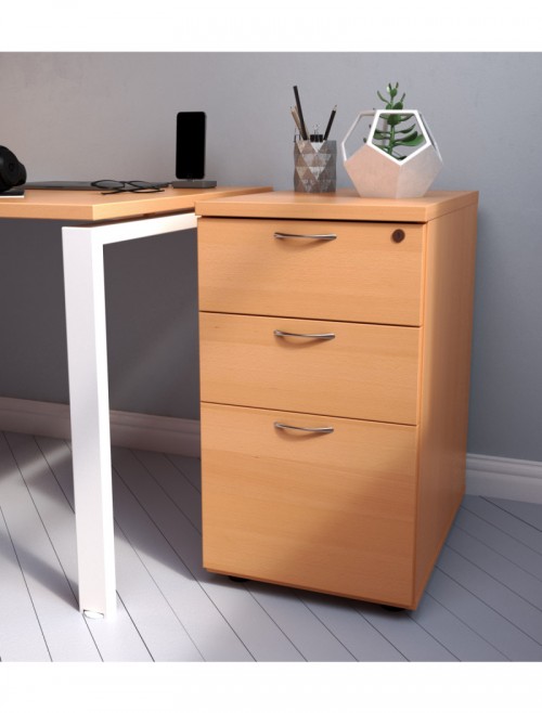 Office Storage Beech 3 Drawer Desk High Pedestal TESDHP3BE2 by TC - enlarged view