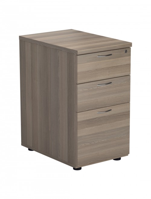 Office Storage Grey Oak 3 Drawer Desk High Pedestal TESDHP3GO by TC - enlarged view